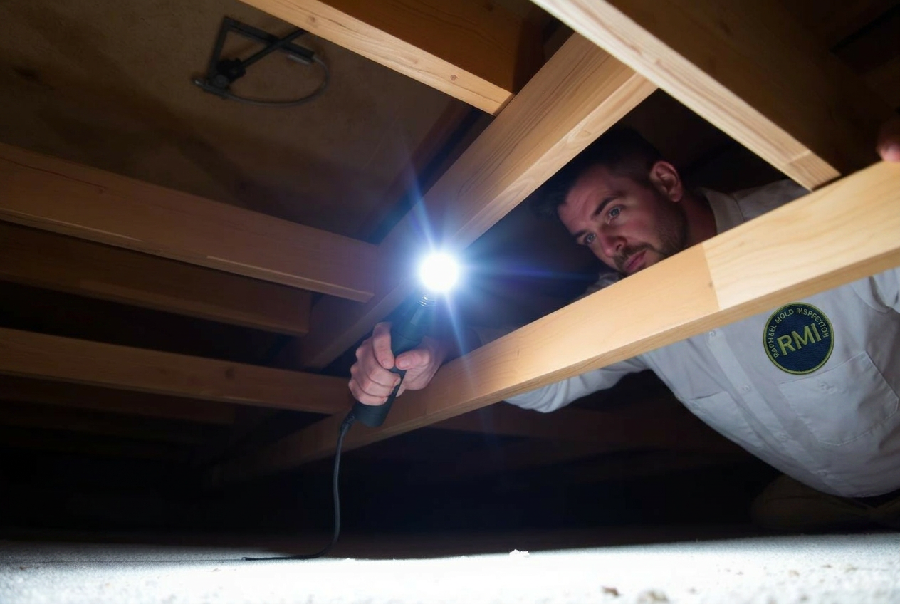 Mold inspector checking attic moisture sources in Los Angeles, CA — Raphael Mold Inspection